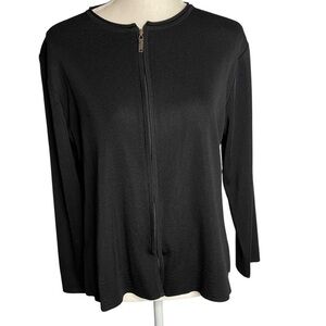 Exclusively Misook Black Acrylic Knit Jacket Small Zippered